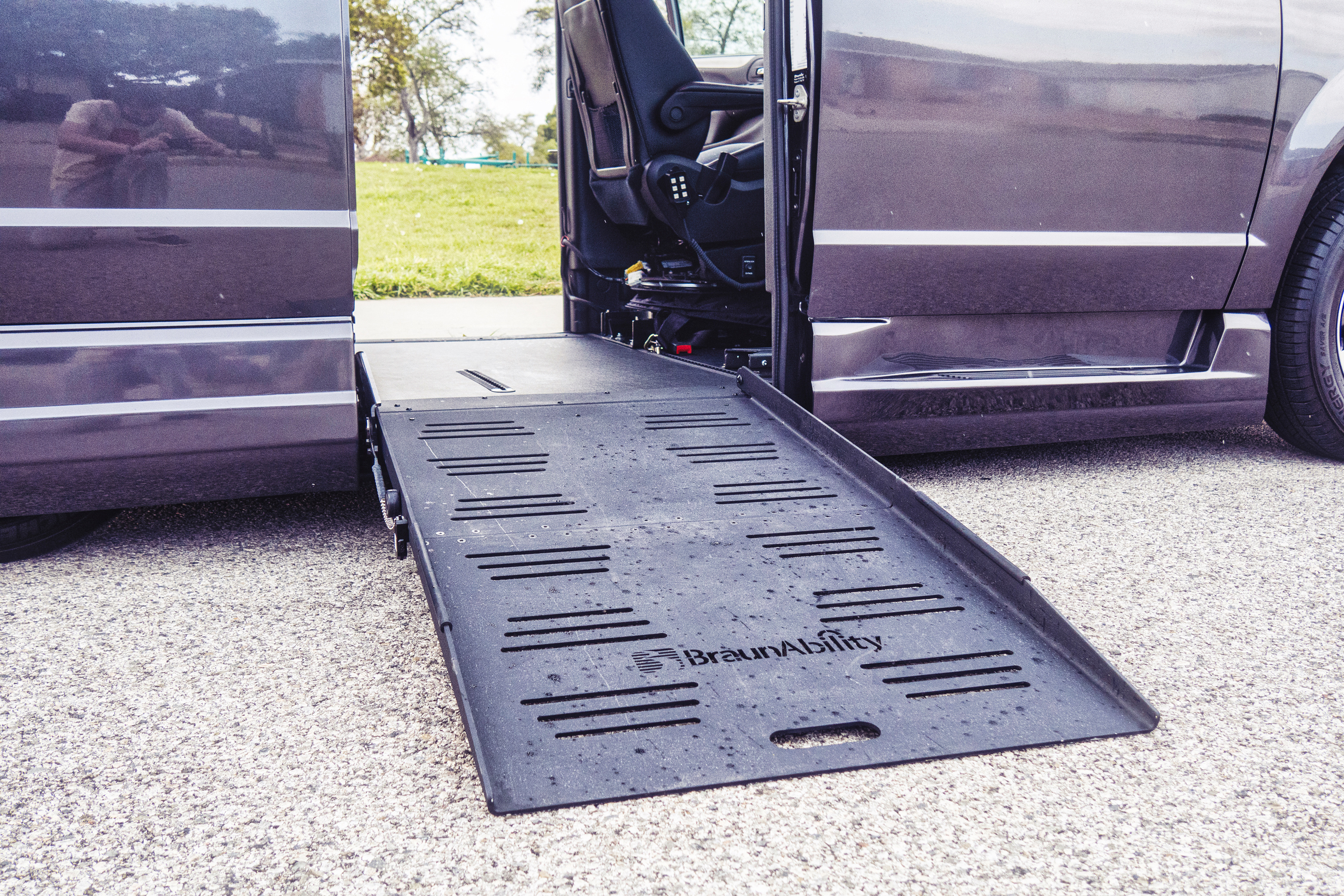 a wheelchair-accesible van with a side ramp for easy wheelchair loading